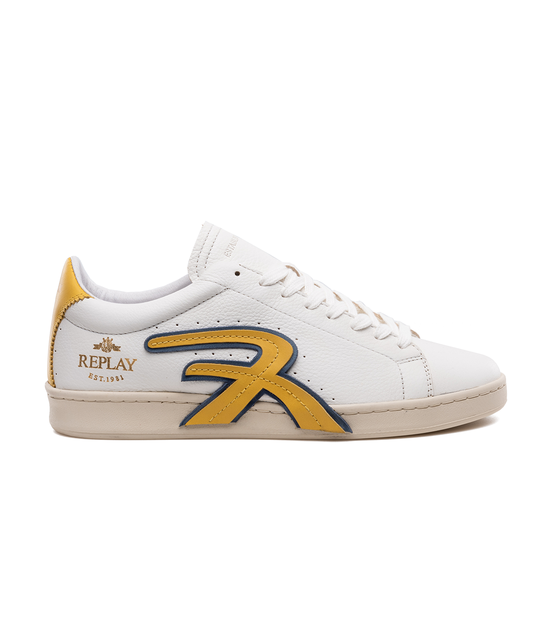 MURRAY エイジドソフトレザーレースアップスニーカー 詳細画像 オフホワイトイエロー 1